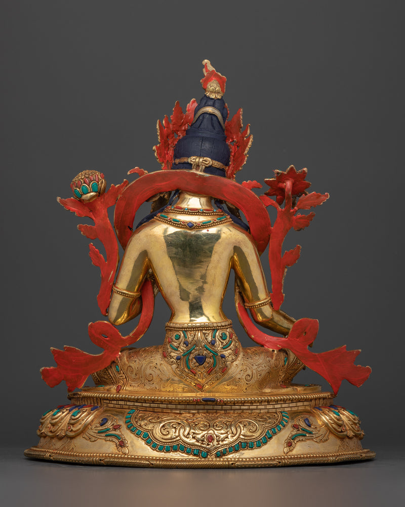 The Compassionate Protector and Swift Savior | Green Tara 24K Gold Gilded Statue