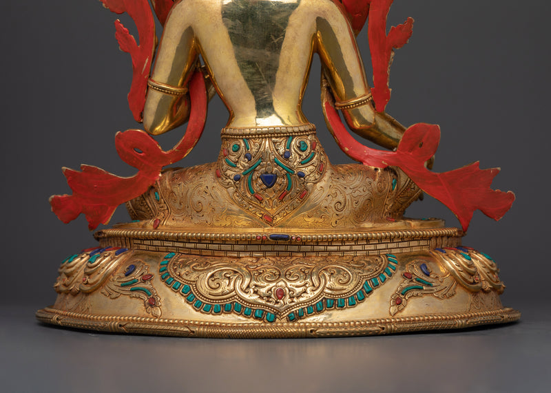 The Compassionate Protector and Swift Savior | Green Tara 24K Gold Gilded Statue