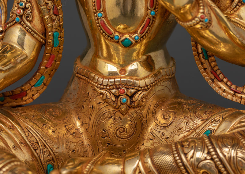 The Compassionate Protector and Swift Savior | Green Tara 24K Gold Gilded Statue