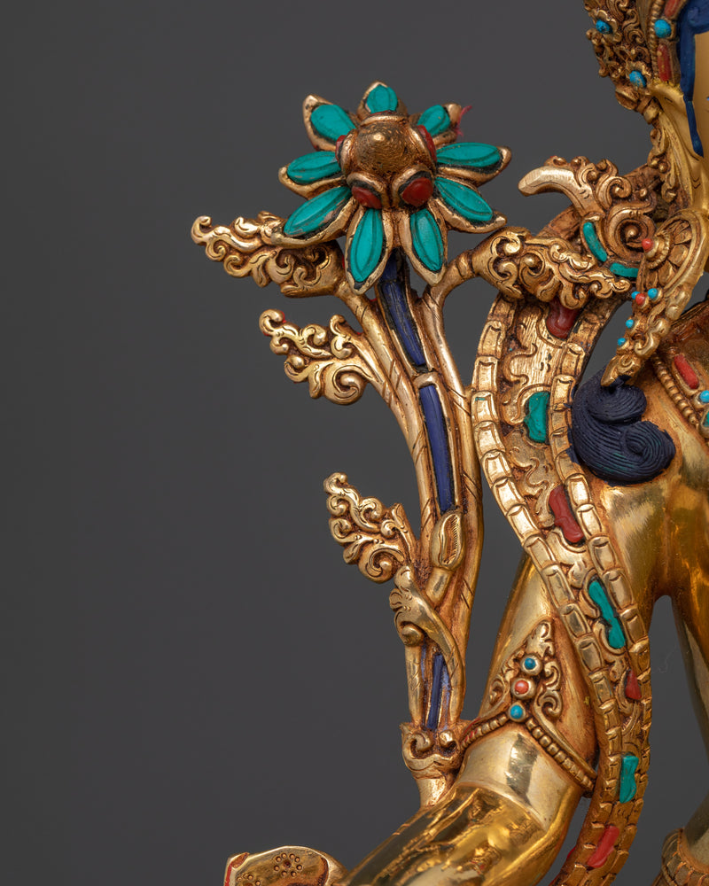 The Compassionate Protector and Swift Savior | Green Tara 24K Gold Gilded Statue