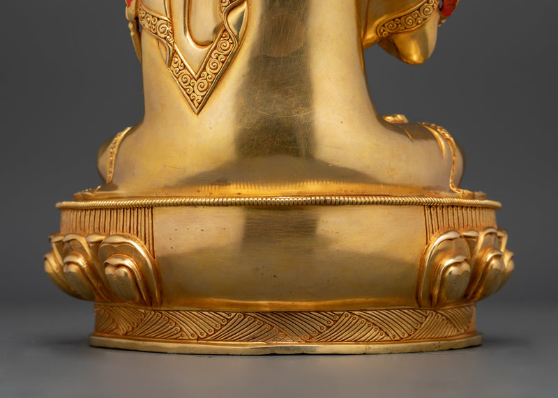 Traditional Tsongkhapa Buddhism Statue | 24K Gold Gilded Copper Figure