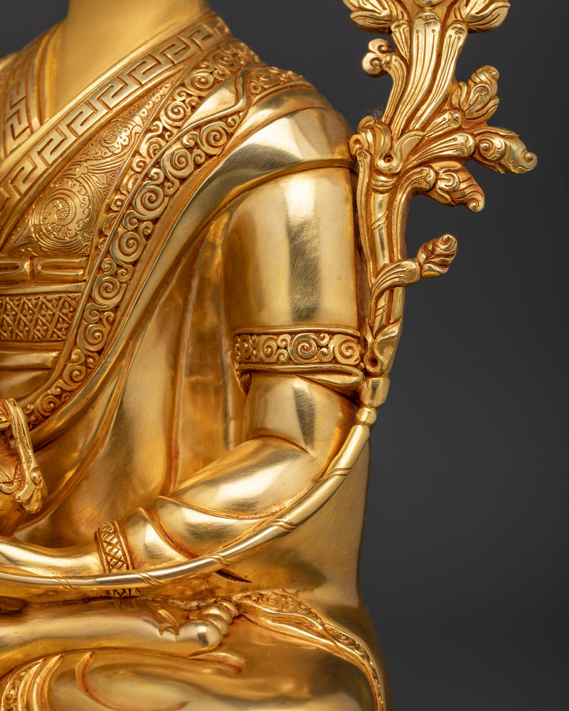 Traditional Tsongkhapa Buddhism Statue | 24K Gold Gilded Copper Figure