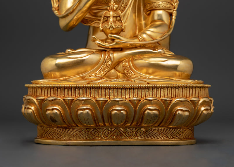 Traditional Tsongkhapa Buddhism Statue | 24K Gold Gilded Copper Figure