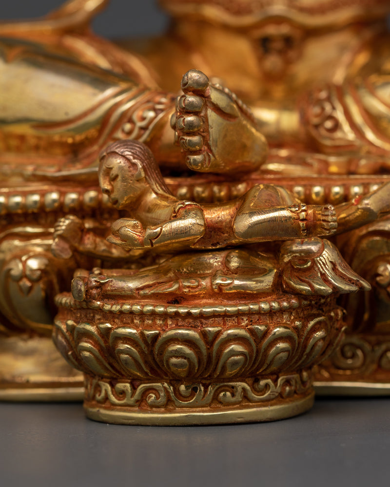 Handcarved Kurukulla Dakini Deity | 24K Gold Gilded Copper Figure