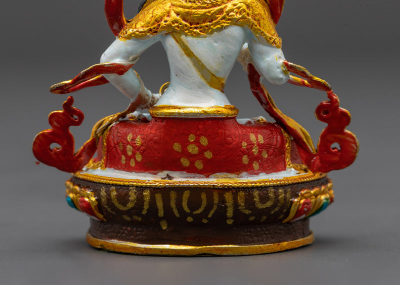 Vajrasattva Holding Upright Vajra | 2.8 Inches Gold Electroplated Copper Mini Statue