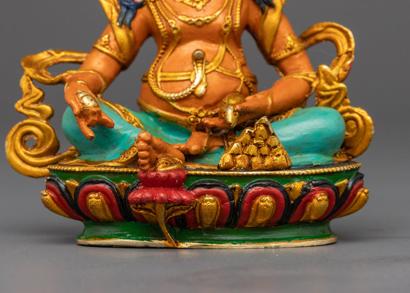 Guru Dzambhala Statue | 3.7 Inches Gold Electroplated Wealth Deity