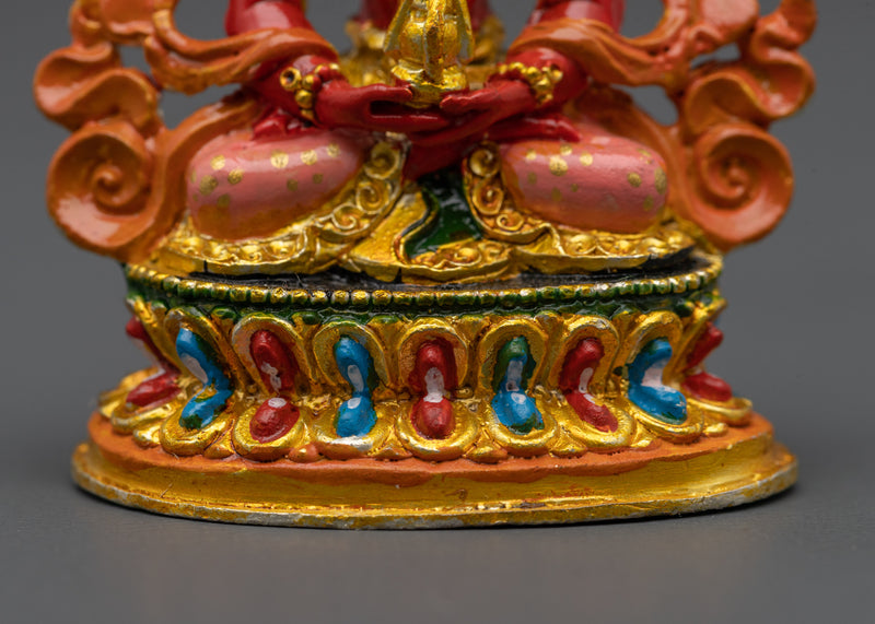 Tibetan Amitayus on Double Petal Lotus | Gold Electroplated Figurine