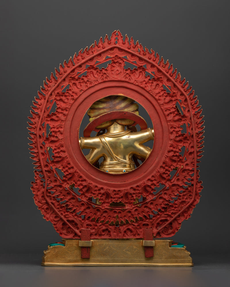 Fierce Protector White Mahakala Statue | 24K Gold Gilded Sculpture