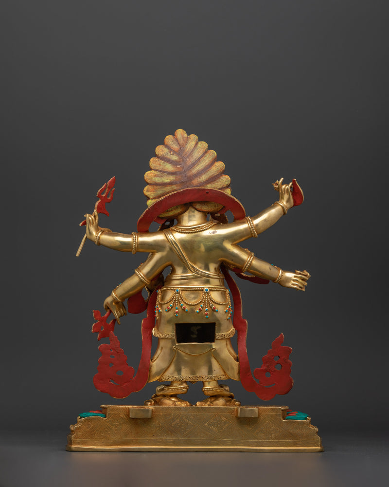 Fierce Protector White Mahakala Statue | 24K Gold Gilded Sculpture