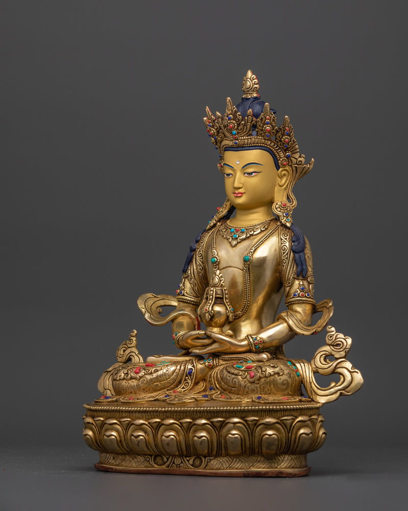 Buddha of Infinite Life and Longevity | Amitayus 24k Gold Statue