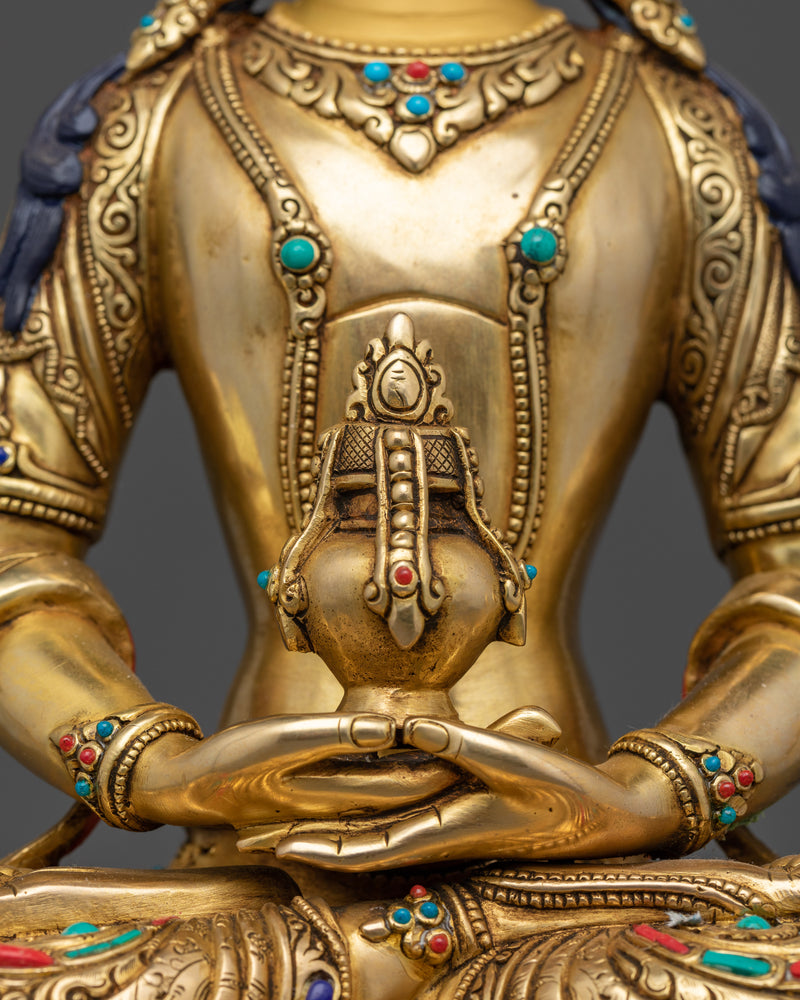 Buddha of Infinite Life and Longevity | Amitayus 24k Gold Statue