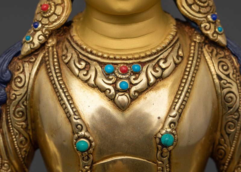 Buddha of Infinite Life and Longevity | Amitayus 24k Gold Statue