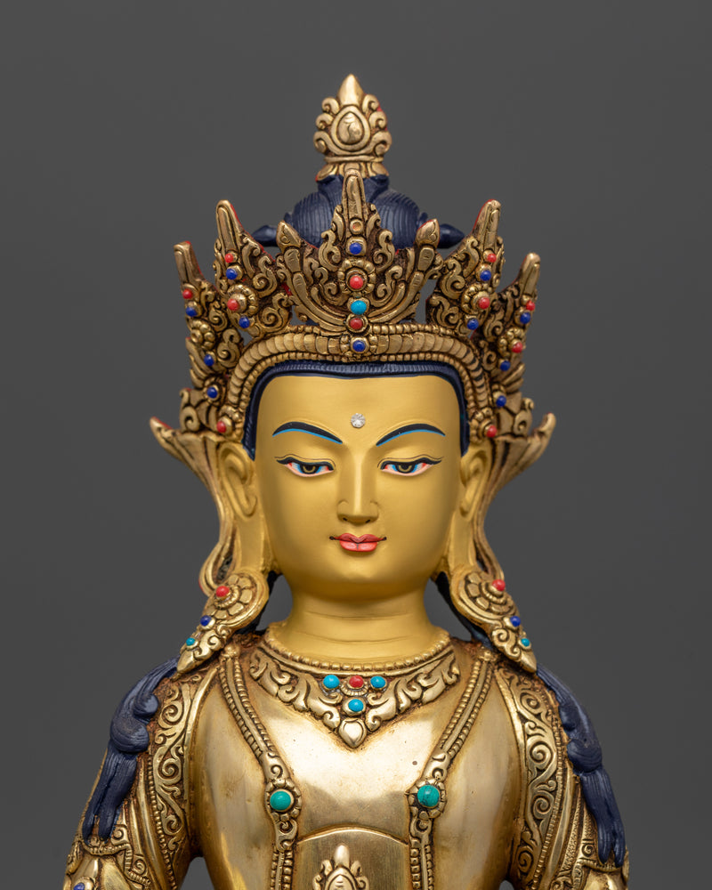 Buddha of Infinite Life and Longevity | Amitayus 24k Gold Statue