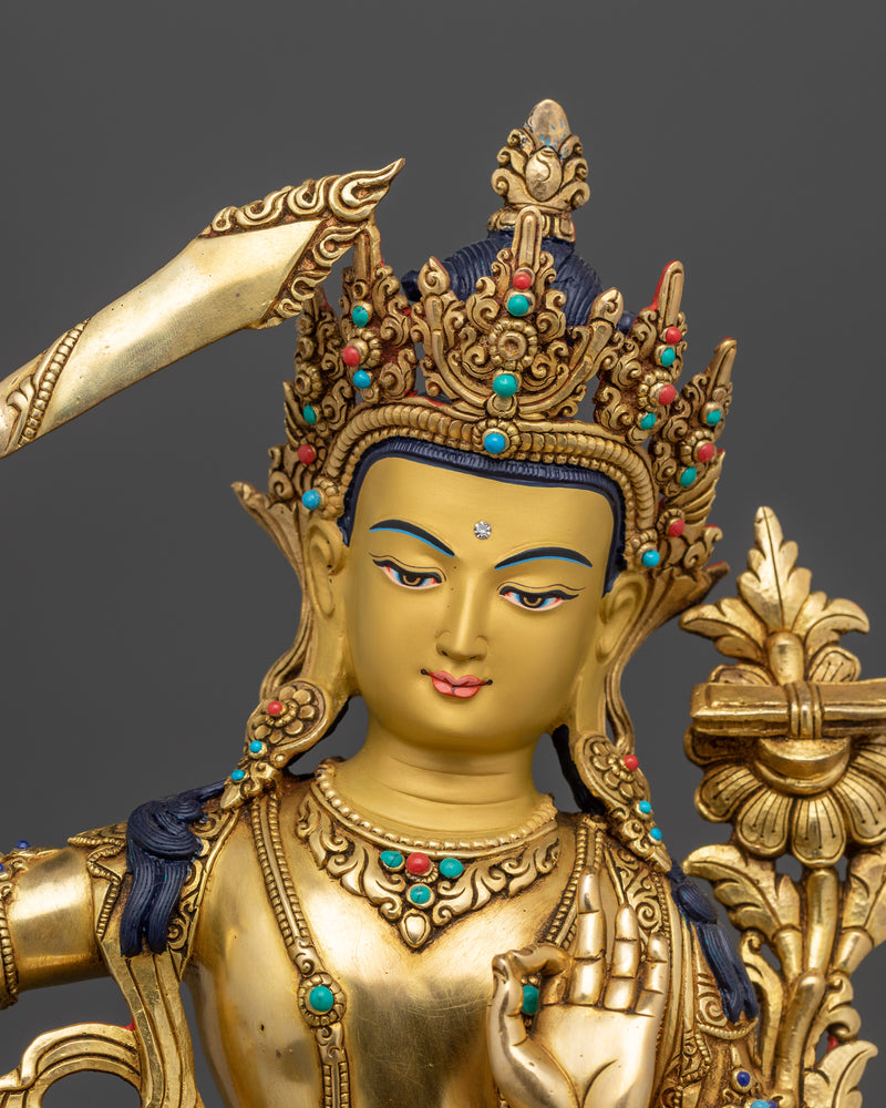 Wisdom Bodhisattva Manjushri Sculpture | Nepalese Traditional Artwork