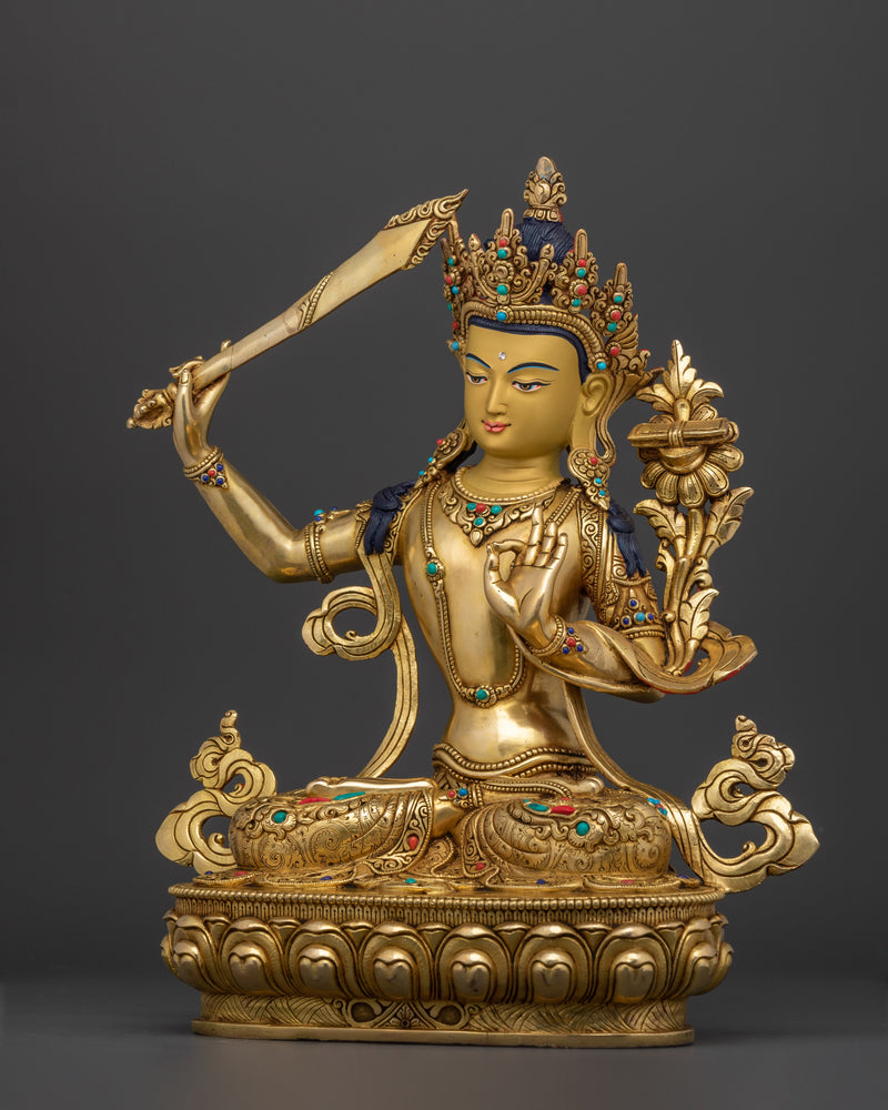 Wisdom Bodhisattva Manjushri Sculpture | Nepalese Traditional Artwork