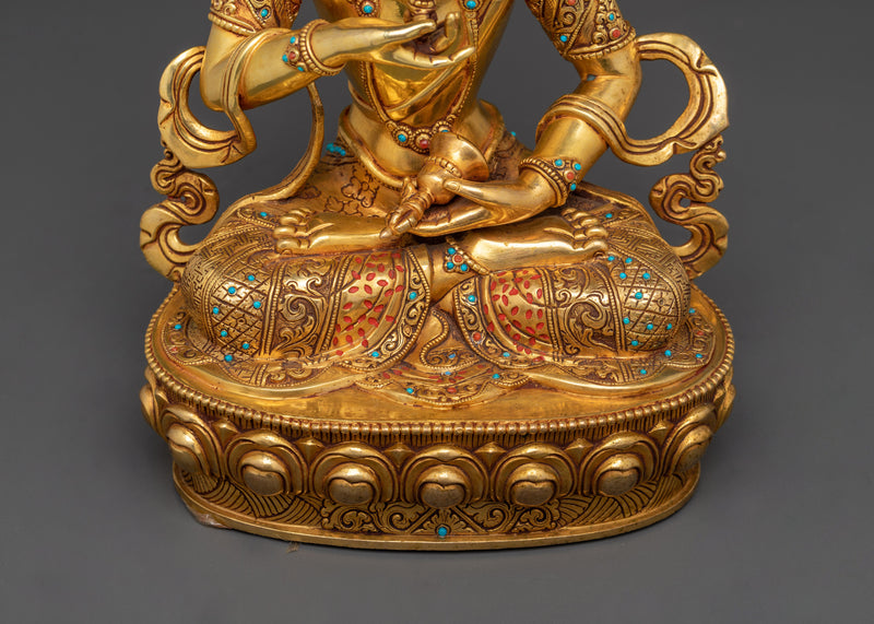 Bodhisattva of Spiritual Renewal Vajrasattva | Handcrafted 24K Gold Gilded Art