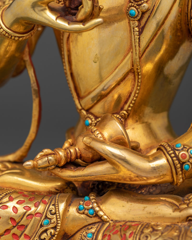 Bodhisattva of Spiritual Renewal Vajrasattva | Handcrafted 24K Gold Gilded Art