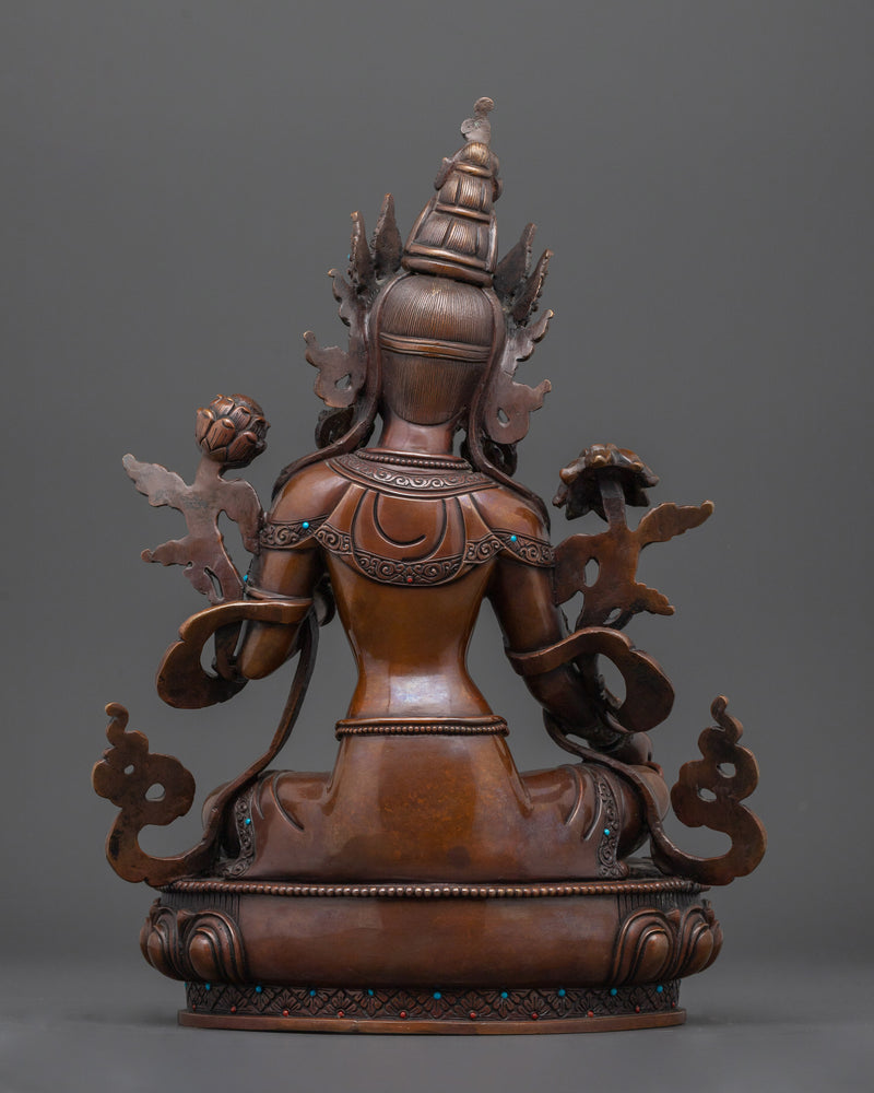 The Swift Savior and Compassionate Protector | Green Tara Oxidized Statue