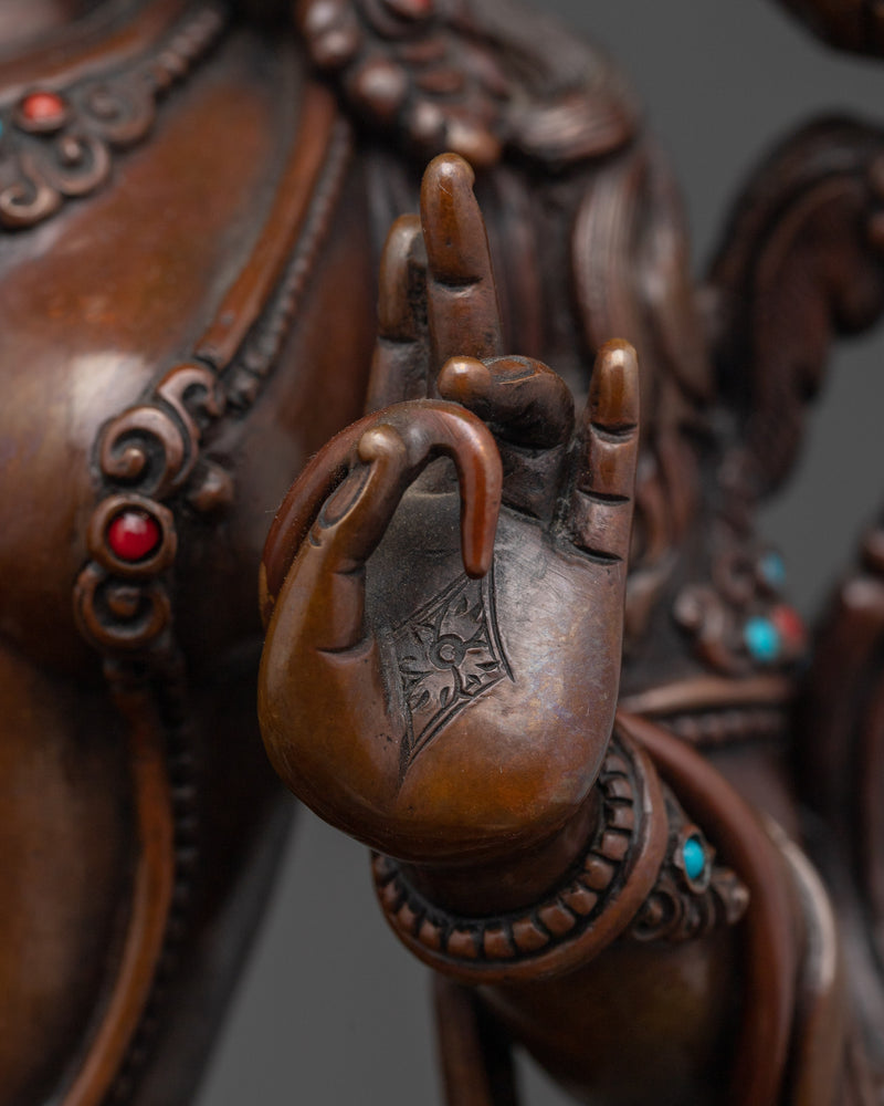 The Swift Savior and Compassionate Protector | Green Tara Oxidized Statue