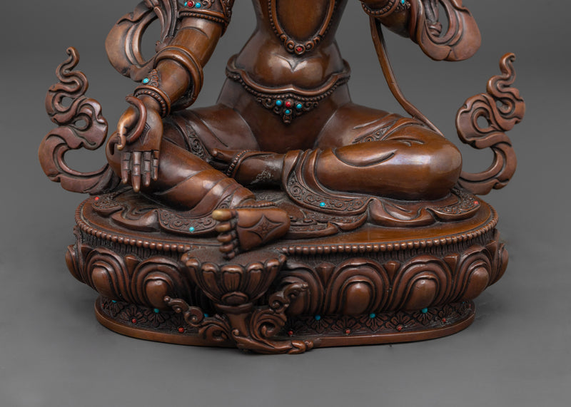 The Swift Savior and Compassionate Protector | Green Tara Oxidized Statue