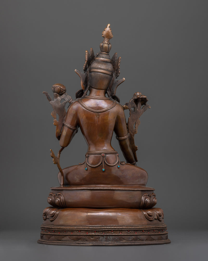 The Goddess of Longevity | White Tara Oxidized Statue