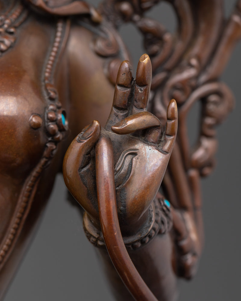 The Goddess of Longevity | White Tara Oxidized Statue