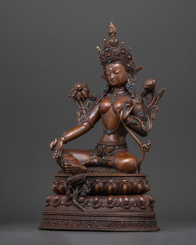 The Swift Protector and Compassionate Savior | Green Tara Oxidized Statue