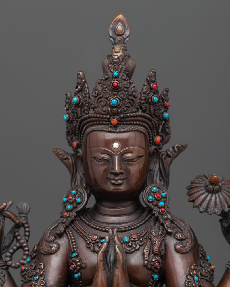 The Embodiment of Mercy Chenrezig | Traditional Nepalese Sculpture