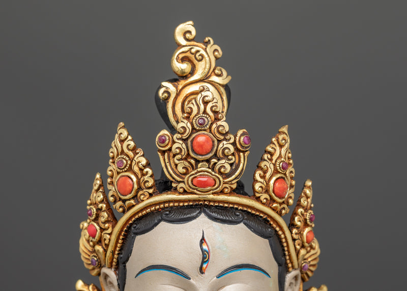 The Goddess Tara of Longevity | White Tara Beautifully Painted Statue