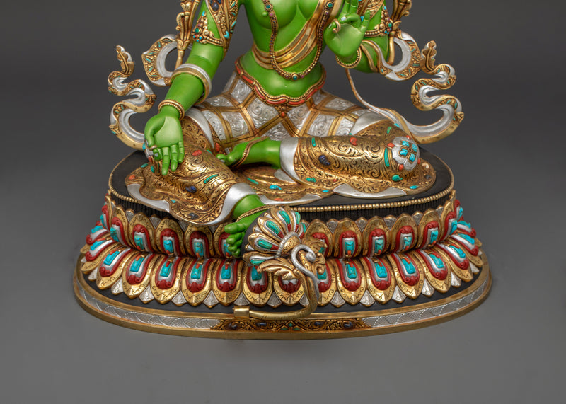 The Compassionate Savior Sculpture | Beautifully Painted Green Tara Statue