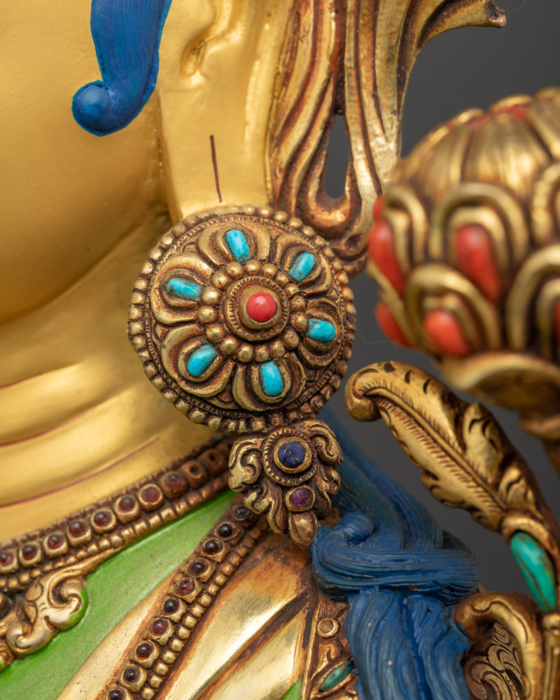 The Compassionate Savior Sculpture | Beautifully Painted Green Tara Statue