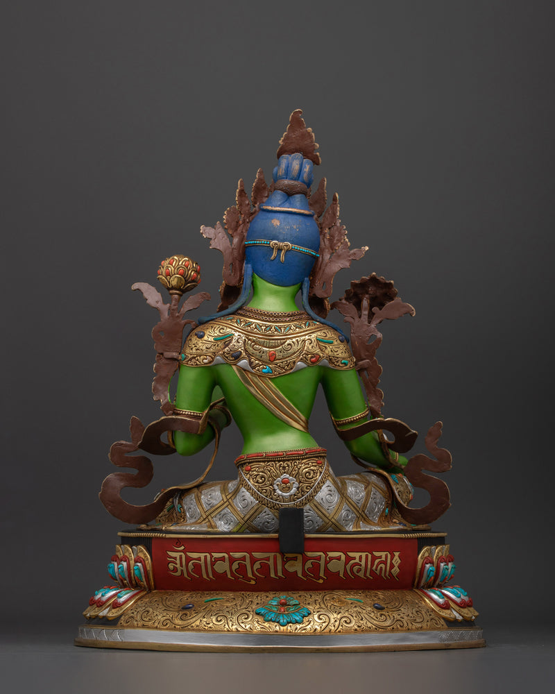 The Compassionate Savior Sculpture | Beautifully Painted Green Tara Statue