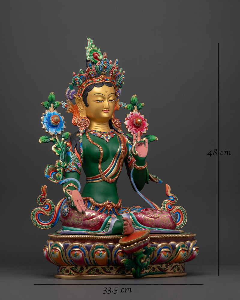 The Swift Liberator Green Tara Sculpture | The Compassionate Protector Tara