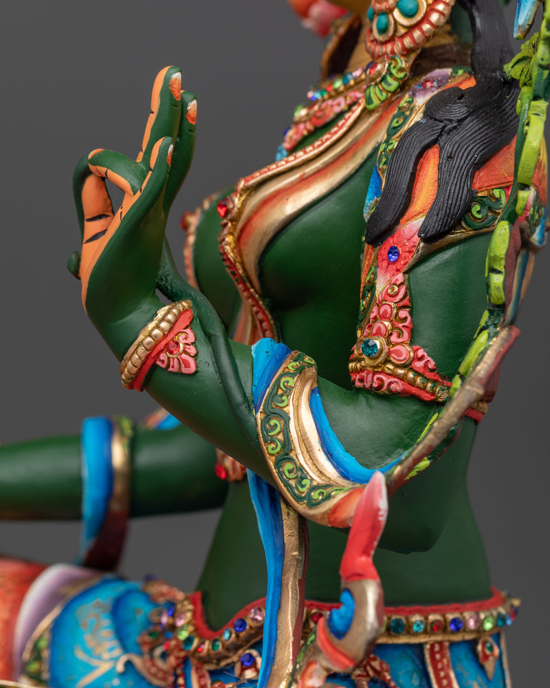 The Compassionate Protector and Swift Savior | Green Tara Spiritual Sculpture