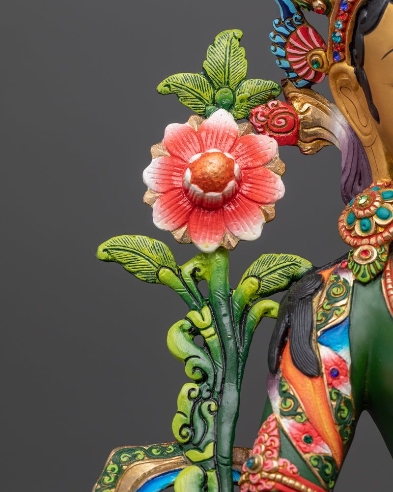 The Compassionate Protector and Swift Savior | Green Tara Spiritual Sculpture