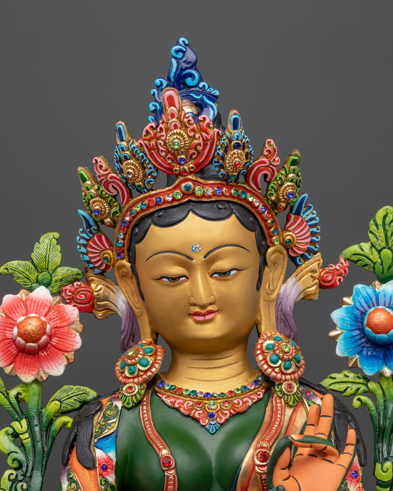 The Compassionate Protector and Swift Savior | Green Tara Spiritual Sculpture