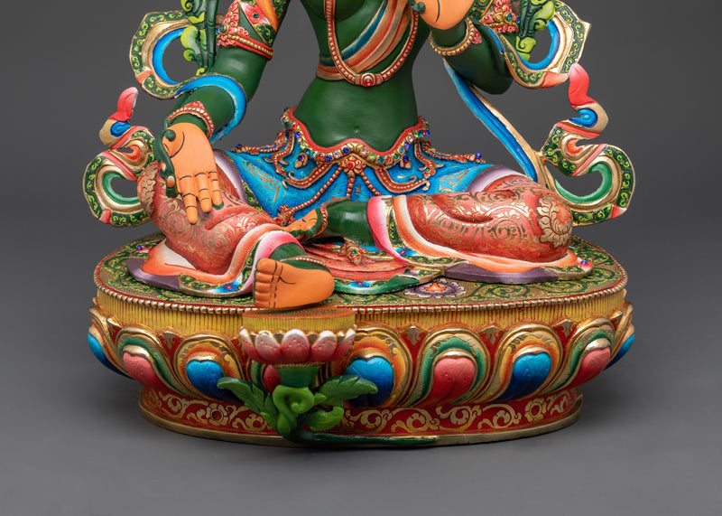 The Compassionate Protector and Swift Savior | Green Tara Spiritual Sculpture