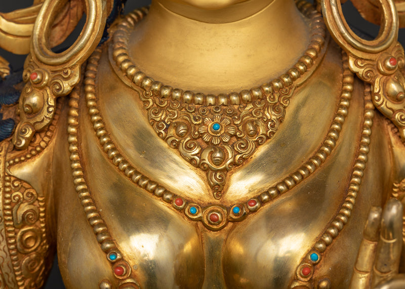 The Majestic Protector Green Tara | 24k Gold Gilded Life Sized Statue