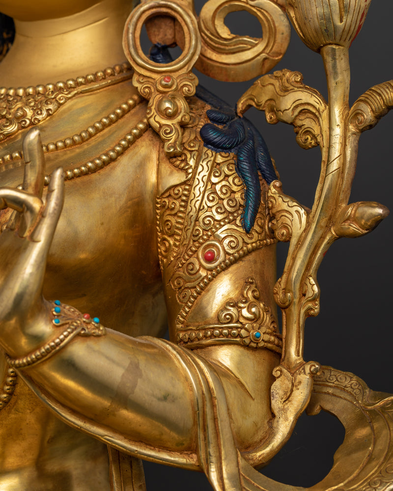 The Majestic Protector Green Tara | 24k Gold Gilded Life Sized Statue