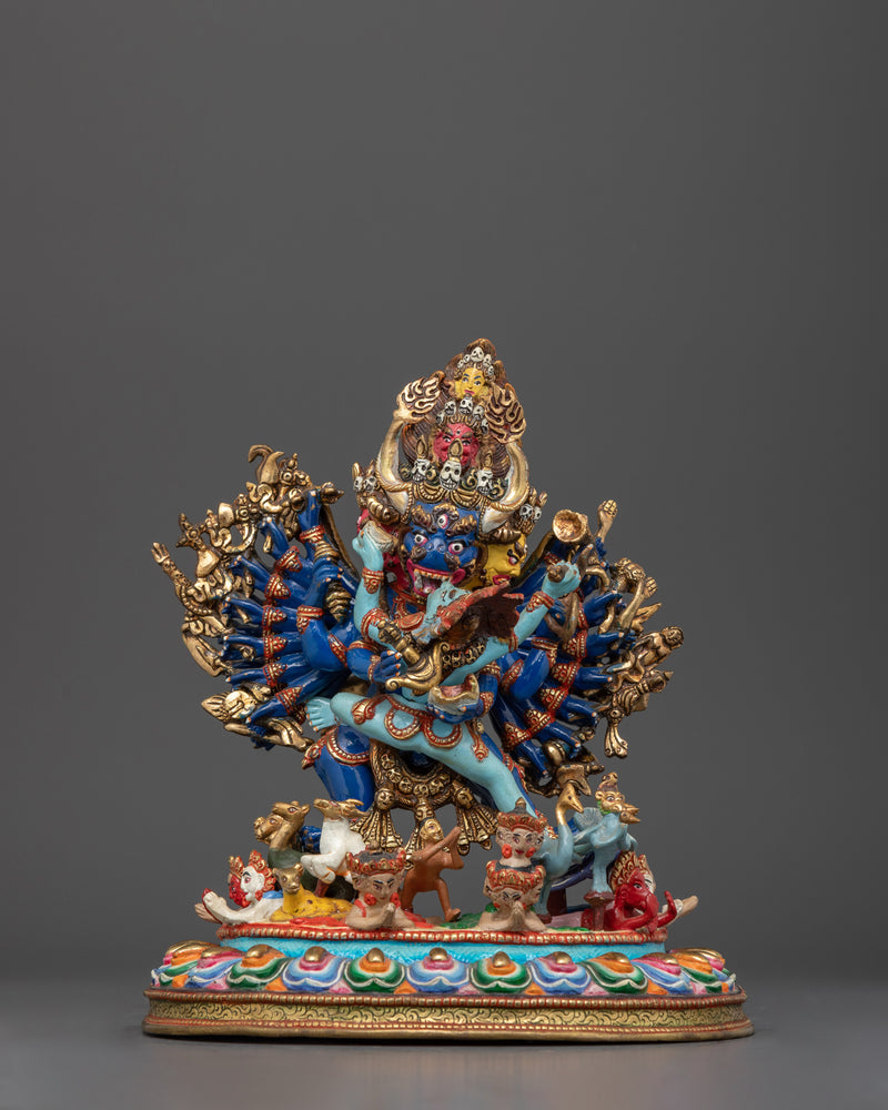 Yamantaka with Consort Statue | The Conqueror of Death and Protector of the Dharma