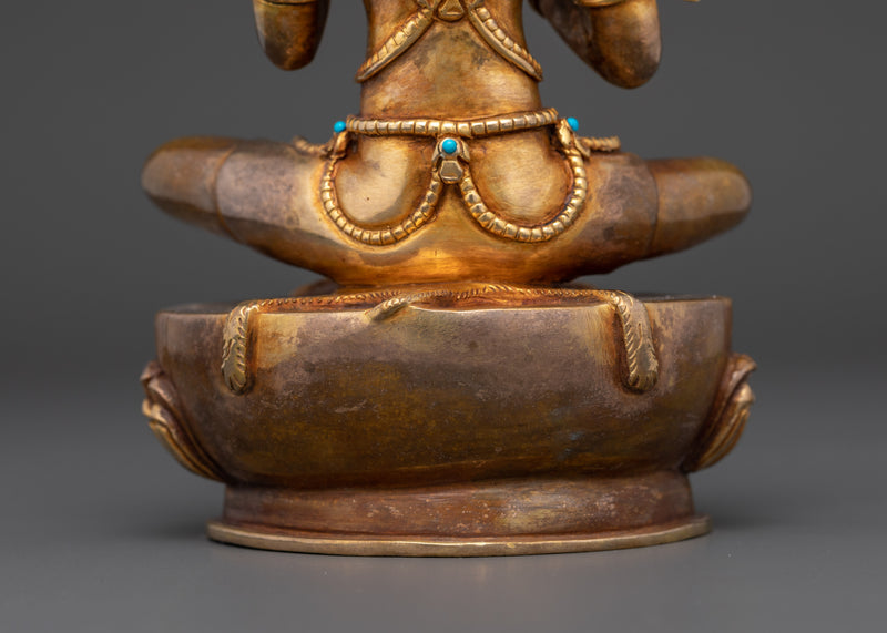 24K Gold Gilded Saraha Figurine | 6.7 Inches Buddhist Master