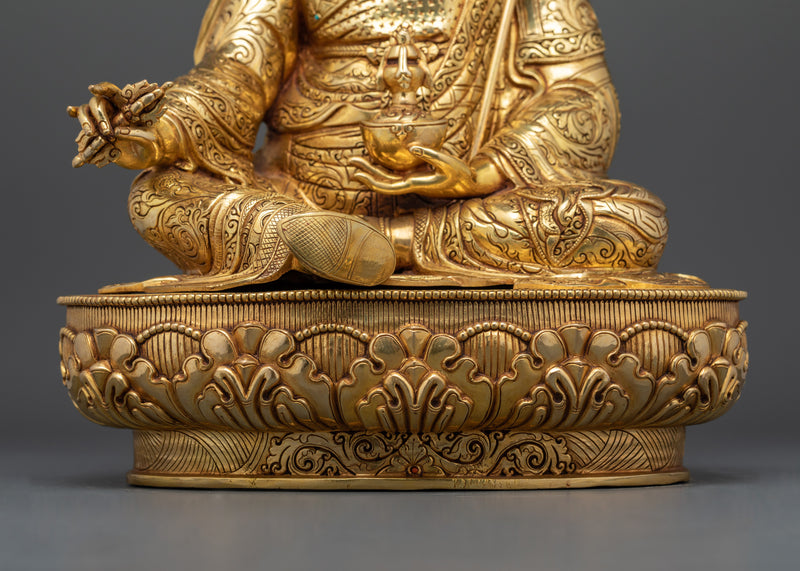 Semi-Wrathful Guru Rinpoche Statue | Tibetan Deity with Gemstones