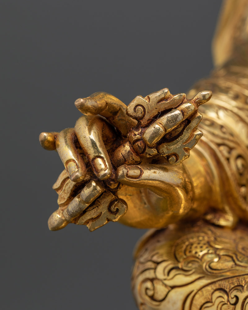 Semi-Wrathful Guru Rinpoche Statue | Tibetan Deity with Gemstones