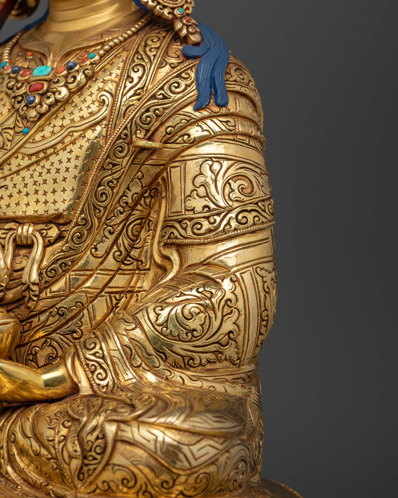 Semi-Wrathful Guru Rinpoche Statue | Tibetan Deity with Gemstones