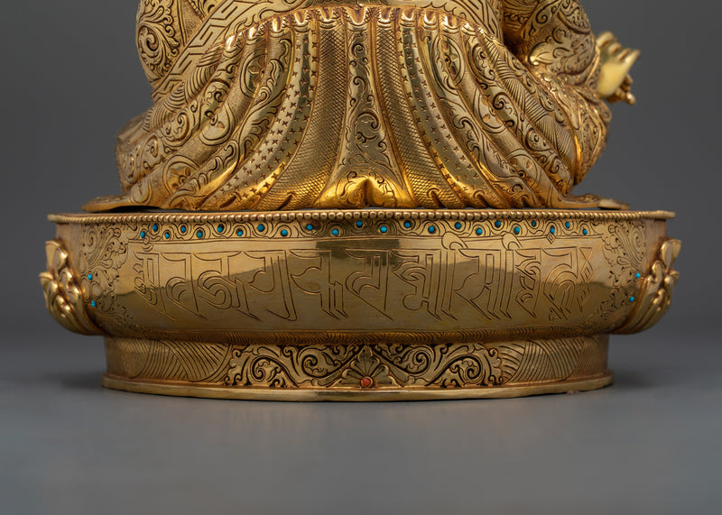 Semi-Wrathful Guru Rinpoche Statue | Tibetan Deity with Gemstones