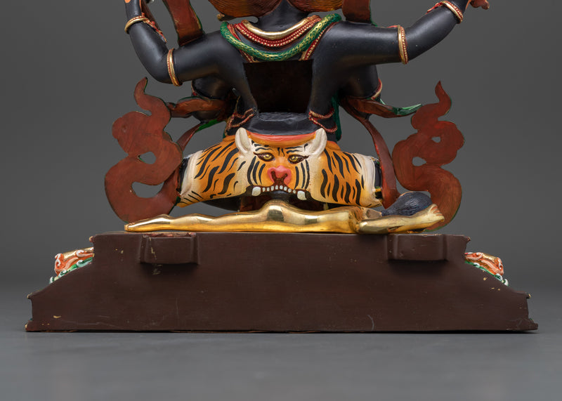 Wrathful Four-Armed Mahakala Statue | 14.2 Inches Tibetan Protector Deity