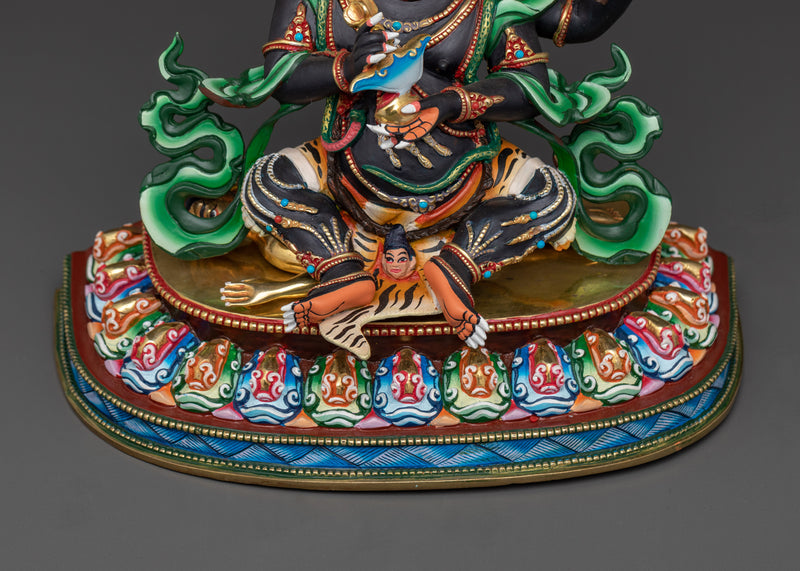 Wrathful Four-Armed Mahakala Statue | 14.2 Inches Tibetan Protector Deity