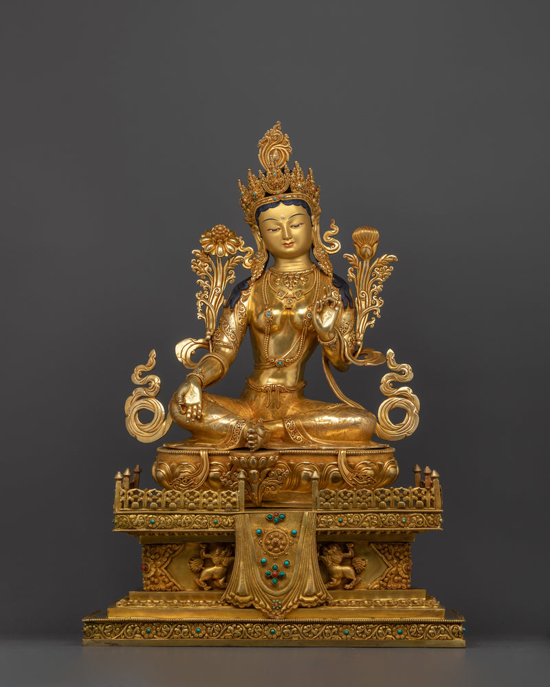 Handcrafted Green Tara Deity Statue | A Sacred Symbol of Compassion and Protection