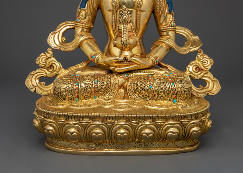 24K Gold Gilded Amitayus Statue | A Radiant Symbol of Longevity and Wisdom