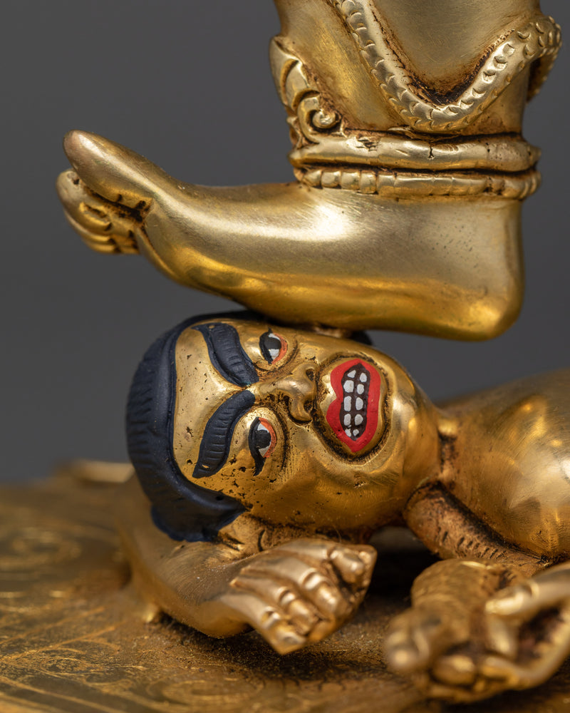 Black Dzambhala Dharma Protector | 24K Gold Gilded with Gemstone Accents